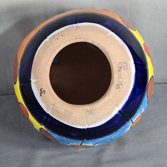 Blue Orange Pottery Talavera 9" Jack O Lantern Pumpkin Luminary Mexico Decor - Picture 7 of 10